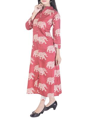 Pink rayon a-line kurta - 15113078 - Standard Image - 2