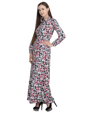 floral self belted maxi dress - 15113277 - Standard Image - 2
