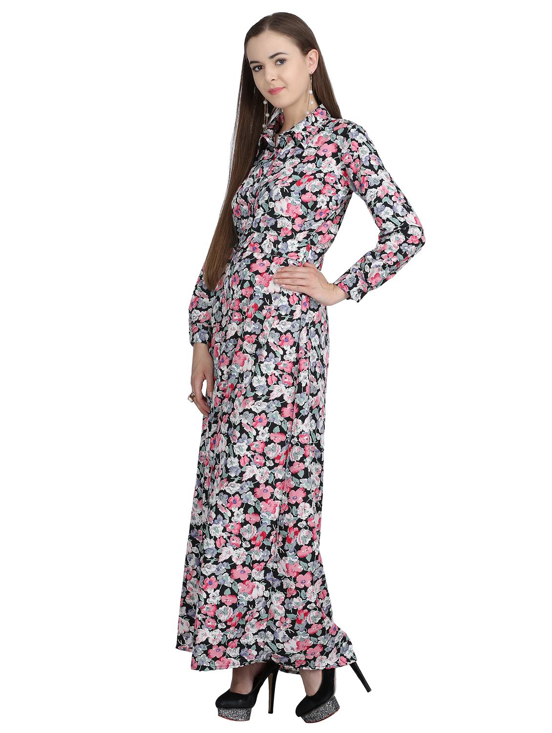floral self belted maxi dress - 15113277 - Zoom Image - 2