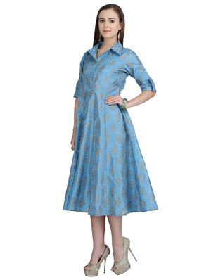 button down front flared dress - 15113287 - Standard Image - 2