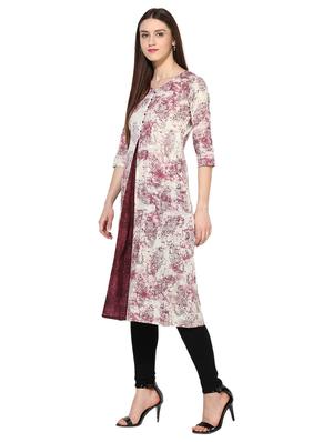 maroon cotton a-line kurta - 15113431 - Standard Image - 2
