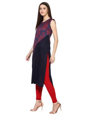 blue cotton layered kurta - 15113437 - Standard Image - 2