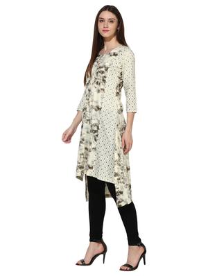 white cotton highlow kurta - 15113440 - Standard Image - 2