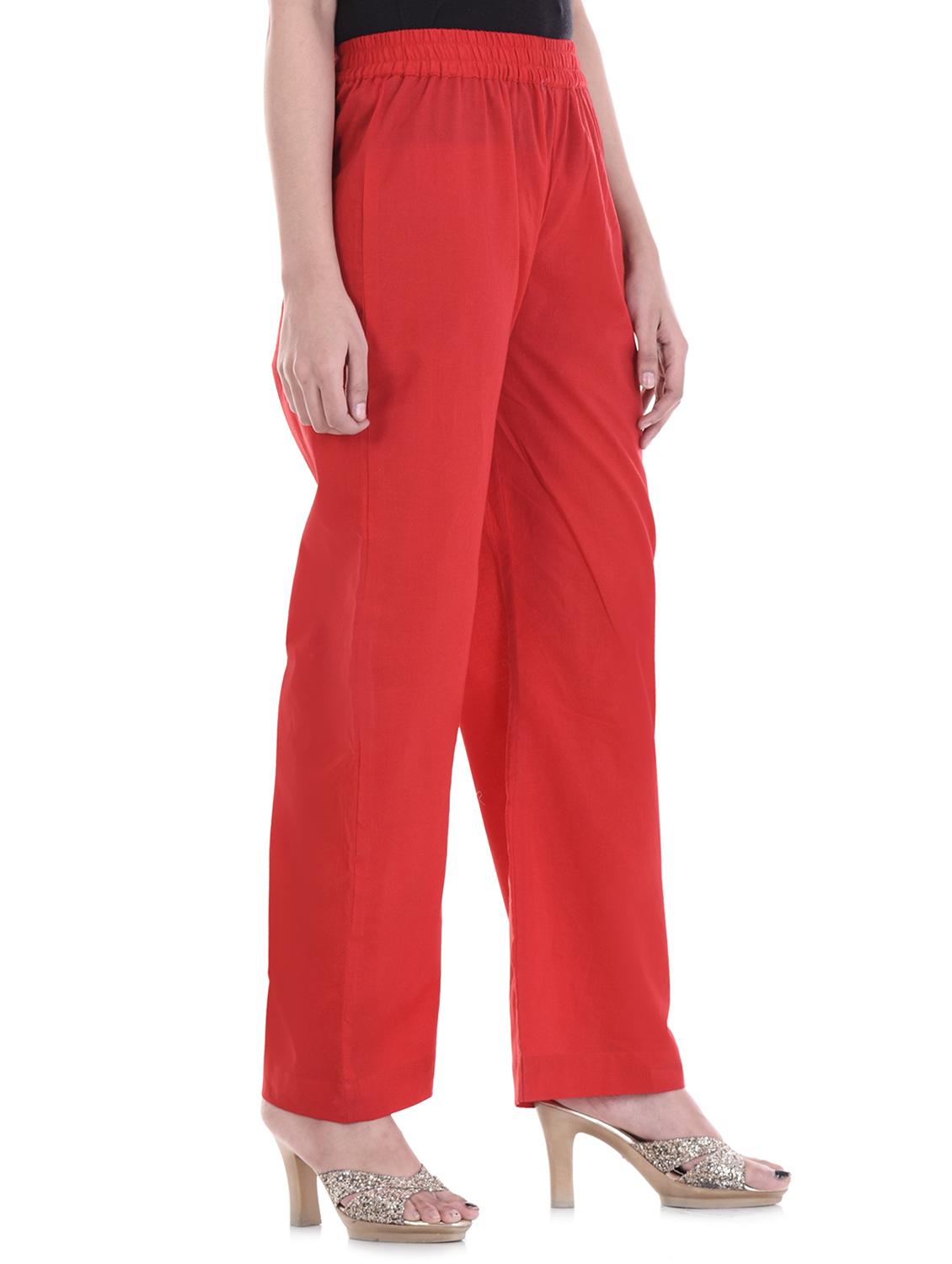 solid red cotton palazzo - 15113447 - Zoom Image - 2