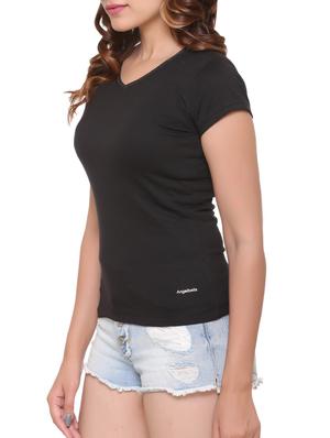 black solid cotton tee - 15113457 - Standard Image - 2