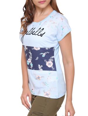 light blue printed cotton tee - 15113475 - Standard Image - 2