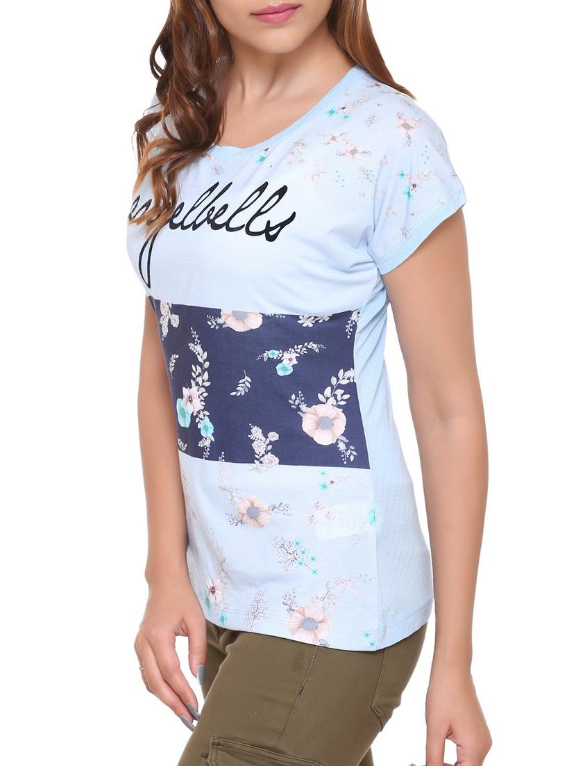 light blue printed cotton tee - 15113475 - Zoom Image - 2