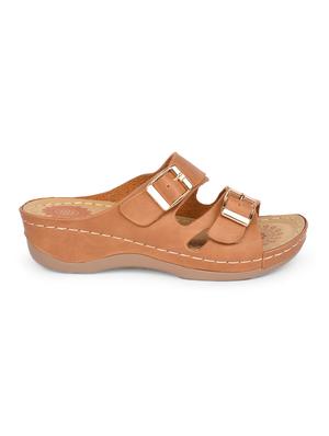 brown faux leather slip on wedges - 15113696 - Standard Image - 2