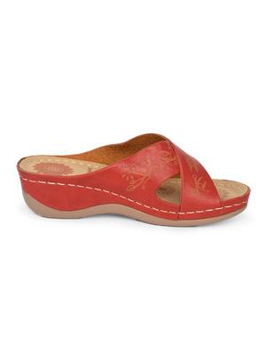 maroon faux leather slip on wedges - 15113701 - Standard Image - 2