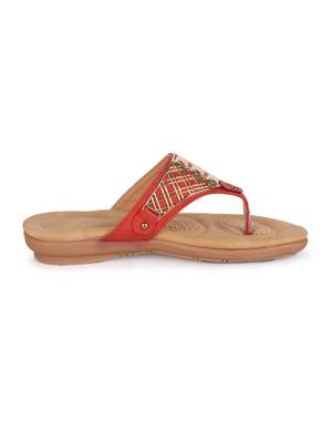 maroon faux leather slip on sandals - 15113721 - Standard Image - 2