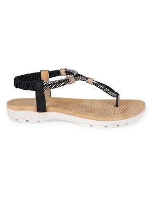 black faux leather back strap sandals - 15113722 - Standard Image - 2
