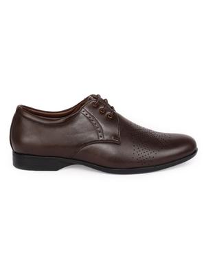 brown leatherette formal derby - 15113783 - Standard Image - 2