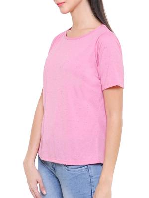 solid pink short sleeved tee - 15113826 - Standard Image - 2