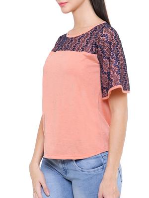 solid orange short sleeved top - 15113939 - Standard Image - 2