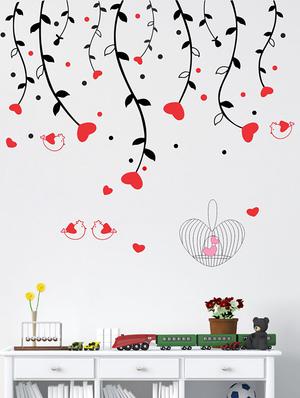 Heart Sparrow Tree Wall Sticker - 15114422 - Standard Image - 2