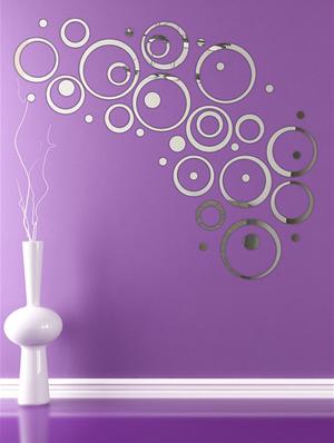 Ring & Dots 4 Set Silver Acrylic Mirror Sticker - 15114458 - Standard Image - 2