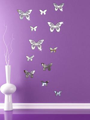butterfly silver acrylic mirror sticker - 15114463 - Standard Image - 2
