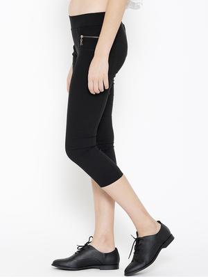 solid black cotton capri - 15114478 - Standard Image - 2