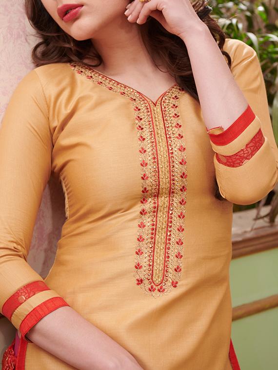 Embroidered unstitched salwar suit - 15114632 - Zoom Image - 2