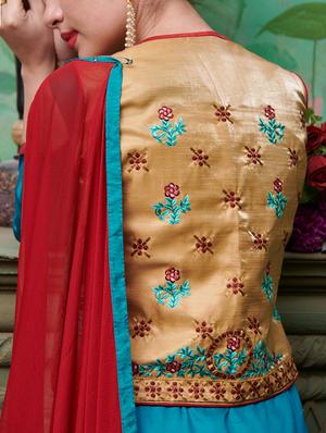 Embroidered unstitched palazzo suit - 15114645 - Standard Image - 2