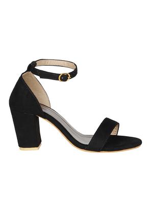 black faux leather ankle strap sandals - 15114746 - Standard Image - 2