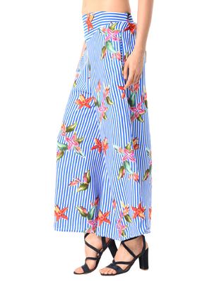 blue printed crepe palazzo - 15114875 - Standard Image - 2