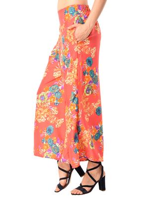 orange floral crepe palazzo - 15114877 - Standard Image - 2