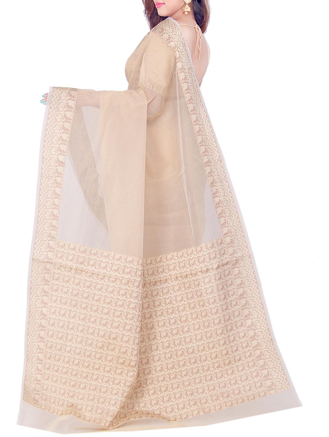 Zari bordered saree with blouse - 15114889 - Zoom Image - 2