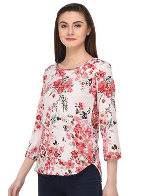 white floral crepe top - 15115224 - Standard Image - 2