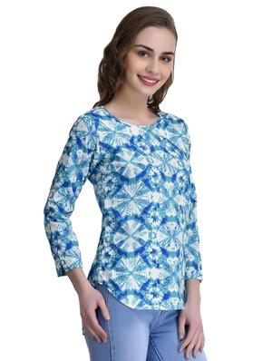 blue printed crepe top - 15115226 - Standard Image - 2