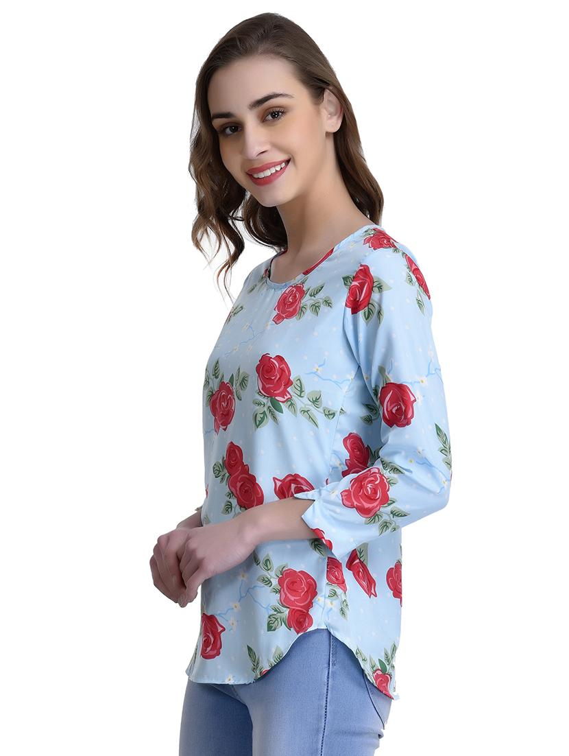 blue floral crepe top - 15115227 - Zoom Image - 2