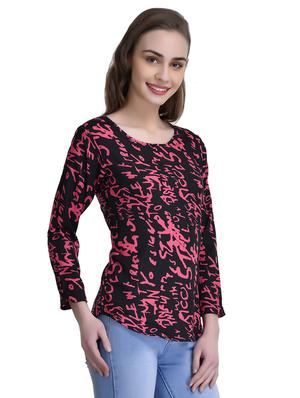 black printed crepe top - 15115239 - Standard Image - 2