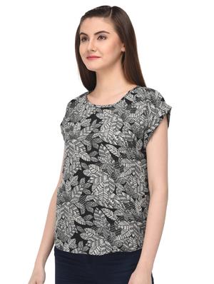 black printed crepe top - 15115246 - Standard Image - 2