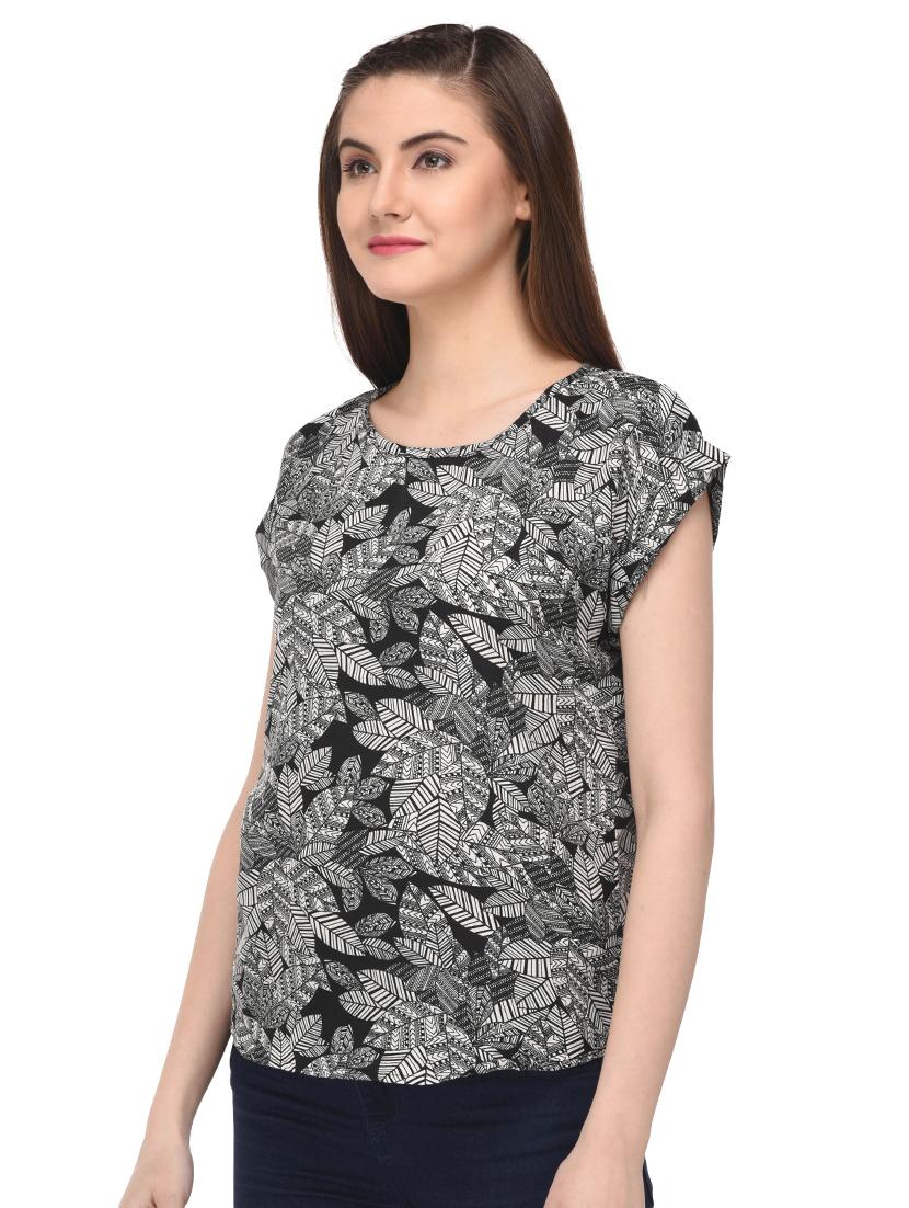 black printed crepe top - 15115246 - Zoom Image - 2