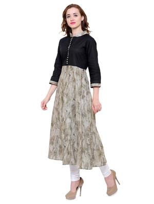grey cotton anarkali kurta - 15115345 - Standard Image - 2