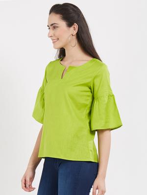 solid green cotton top - 15116256 - Standard Image - 2
