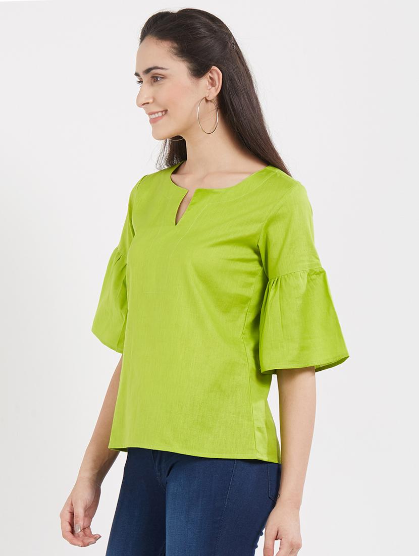 solid green cotton top - 15116256 - Zoom Image - 2