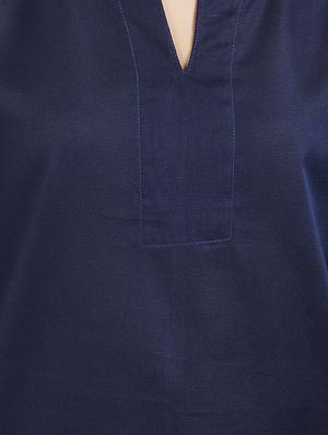 navy blue solid cotton top - 15116260 - Standard Image - 5