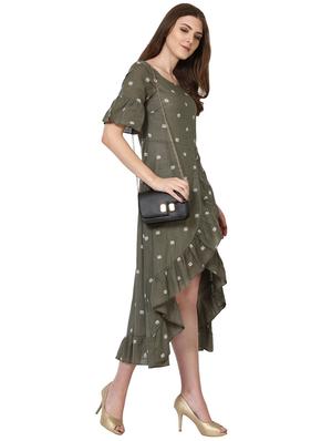 printed ruffle hem asymmetric dress - 15117003 - Standard Image - 2