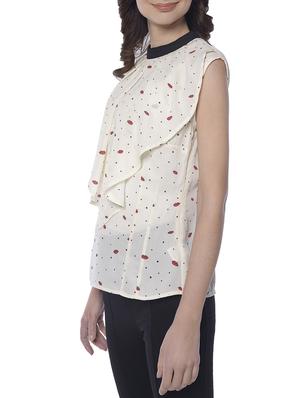 white printed layered top - 15117145 - Standard Image - 2