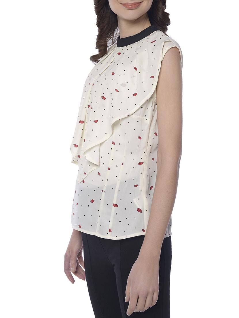 white printed layered top - 15117145 - Zoom Image - 2