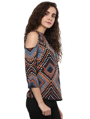 Black crepe printed top - 15117161 - Standard Image - 2
