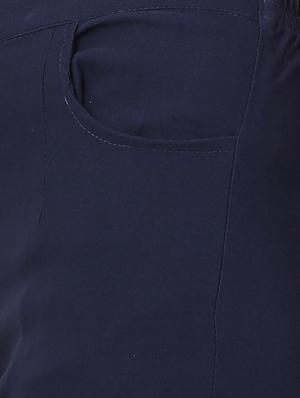 navy blue solid front trousers - 15117177 - Standard Image - 5