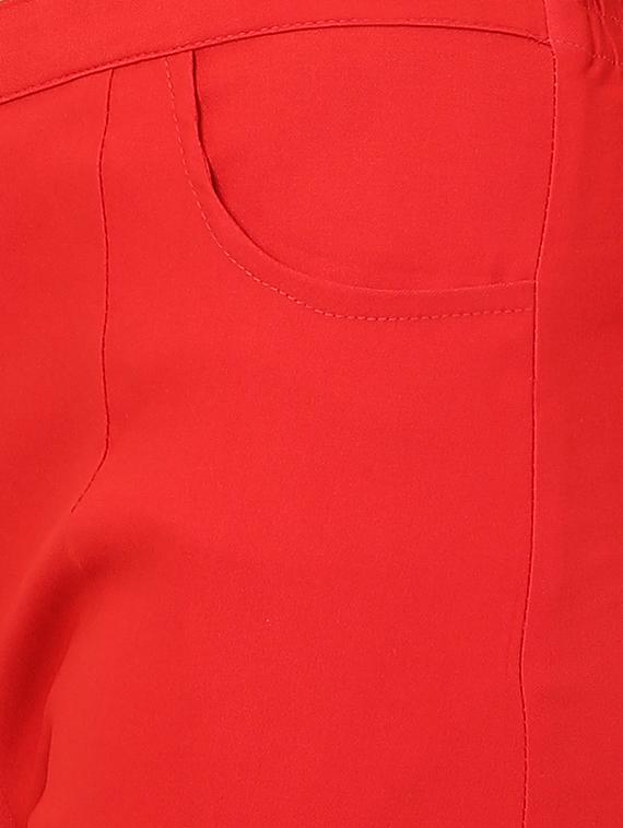 red solid flat front trouser - 15117180 - Zoom Image - 5