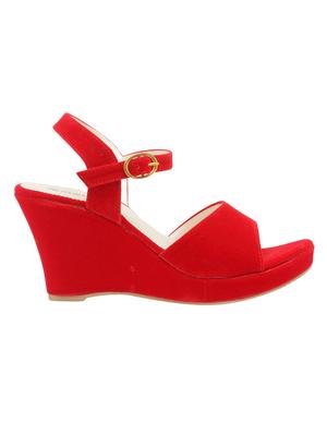 red ankle strap wedge - 15117310 - Standard Image - 2