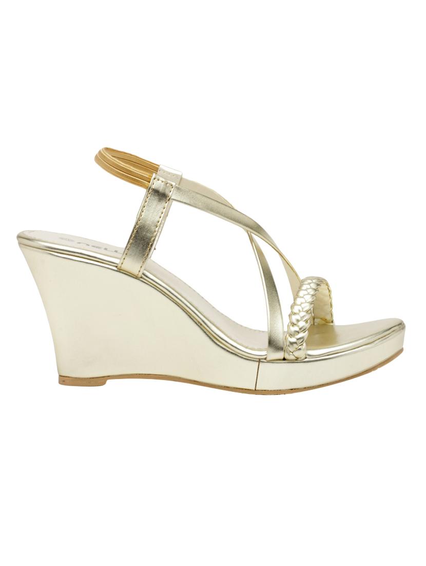 gold faux leather closed back wedges - 15117323 - Zoom Image - 2