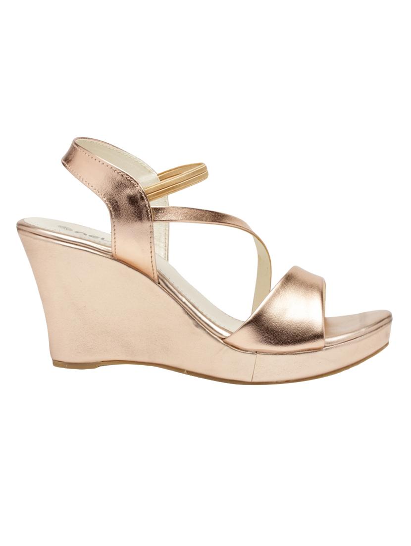 metallic faux leather closed back wedges - 15117423 - Zoom Image - 2