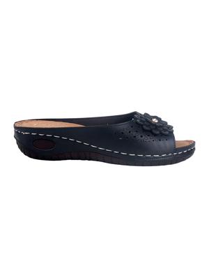 black faux leather slippers - 15118169 - Standard Image - 2