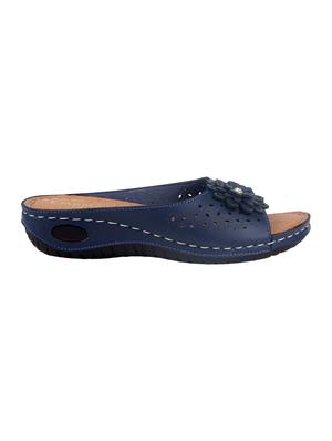 blue faux leather slippers - 15118170 - Standard Image - 2