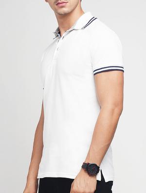 white cotton polo t-shirt - 15118473 - Standard Image - 2